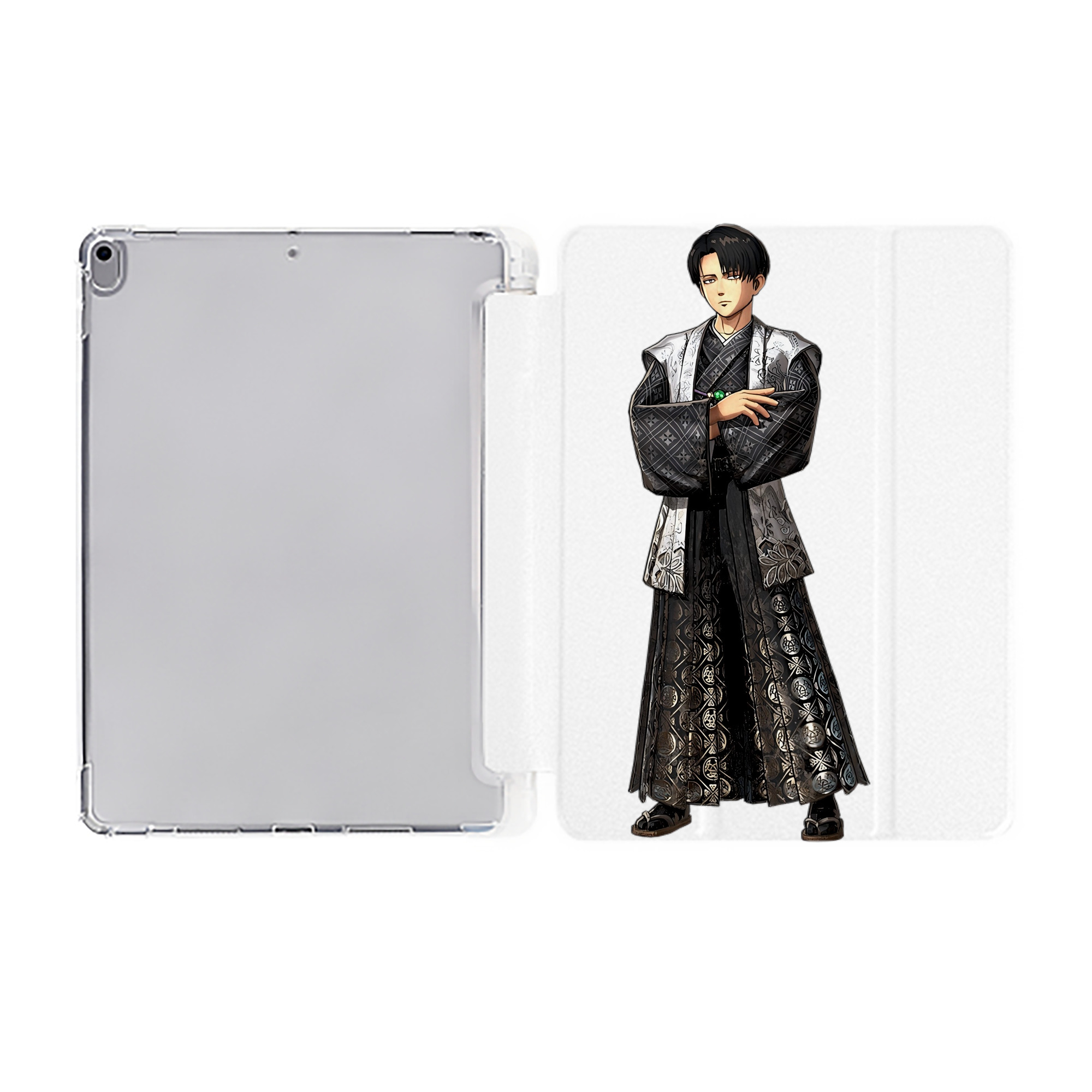 （画像用） 進撃の巨人 リヴァイ·アッカーマン Attack on Titan Levi Ackerman IPad ケース ペン収納付き 三つ折りスタンド PUレザー×シリコン 対応機種9.5/10.5/10.9インチ